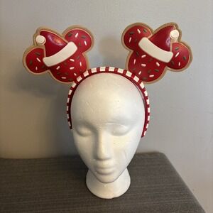 Disney Parks Mickey Mouse Holiday Christmas Cookie Ear Headband Santa Hats